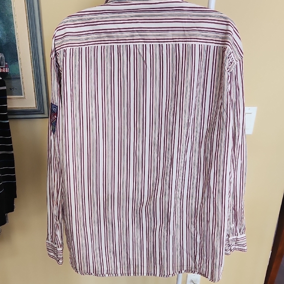 4XL Phat Farm Red and White Striped Button Down Shirt - Picture 6 of 8